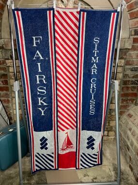 beach towel Fairsky cruise striped sailboat blue red